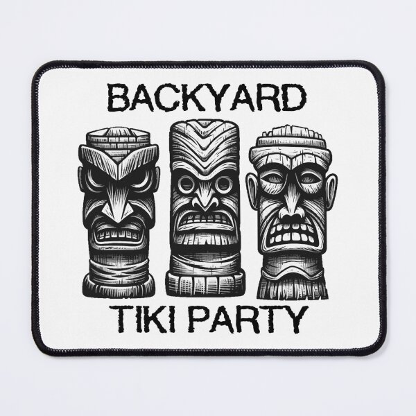 Item preview, Three Tiki Statues - Backyard Tiki Party (Black Lettering) designed and sold by VelvetRoom.
