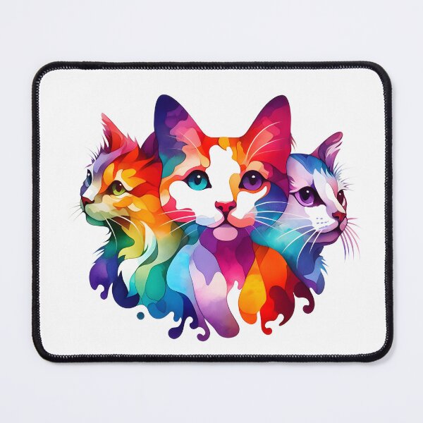 Item preview, Colorful Watercolor Cat Trio  designed and sold by Humbugle.