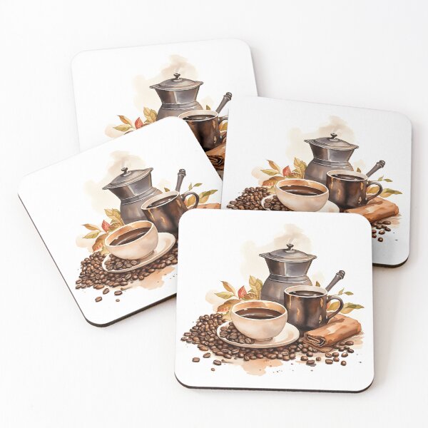 Item preview, Watercolor Coffee Cups and Beans designed and sold by BadLuckByDesign.