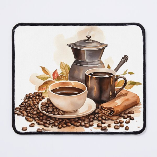 Item preview, Watercolor Coffee Cups and Beans designed and sold by BadLuckByDesign.