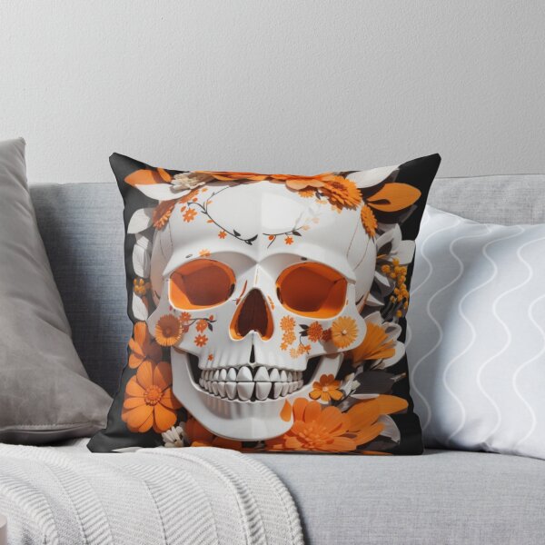 Item preview, Skeletal Bloom: A Symphony of Orange Flowers and Skulls designed and sold by ArtemExpressio.