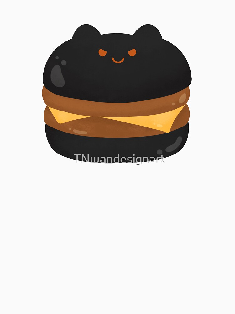 cute black cat charcoal burger fast food kawaii monster neko