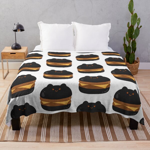 Item preview, cute black cat charcoal burger fast food kawaii monster neko designed and sold by TNwandesignart.