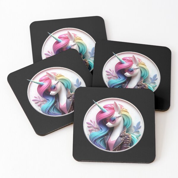 Item preview, Cute Unicorn wearing a Leather Jacket with flowers in the background designed and sold by shirtsmugslife.
