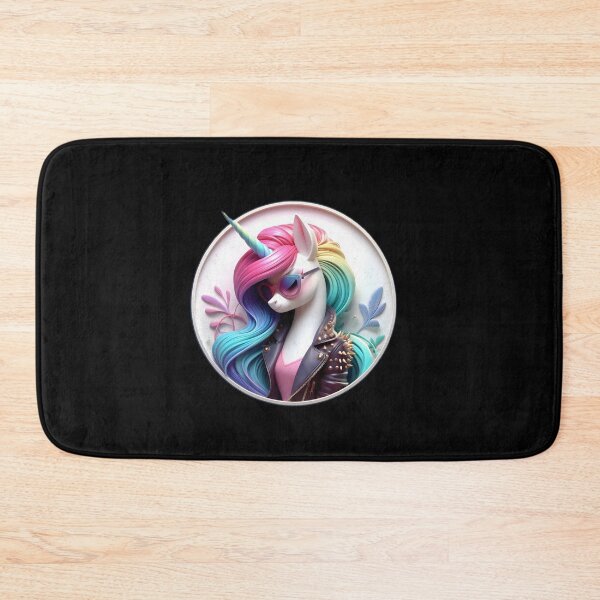 Item preview, Cute Unicorn wearing a Leather Jacket with flowers in the background designed and sold by shirtsmugslife.