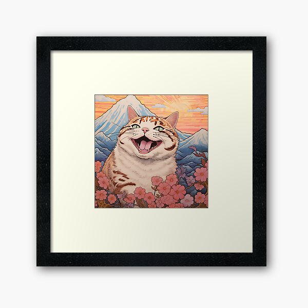 Aperçu de l'œuvre Peinture Ukiyoe d'un chat souriant créée et vendue par sakurashorty.