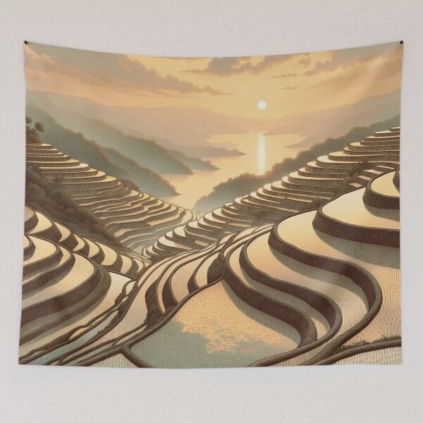 Item preview, Sunset Over Rice Terraces designed and sold by PictorialWhimsy.