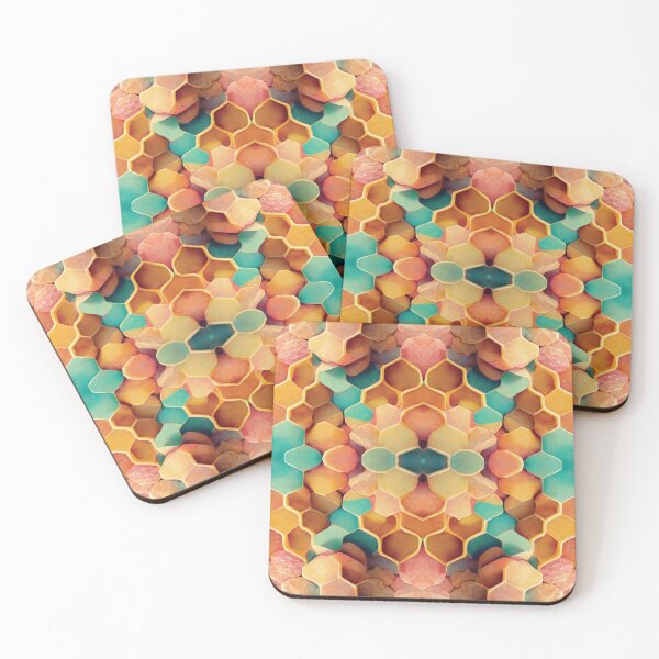 Item preview, Pastel Honeycombs: A Sweet Symphony of Soft Colors Pattern designed and sold by waterhutch.