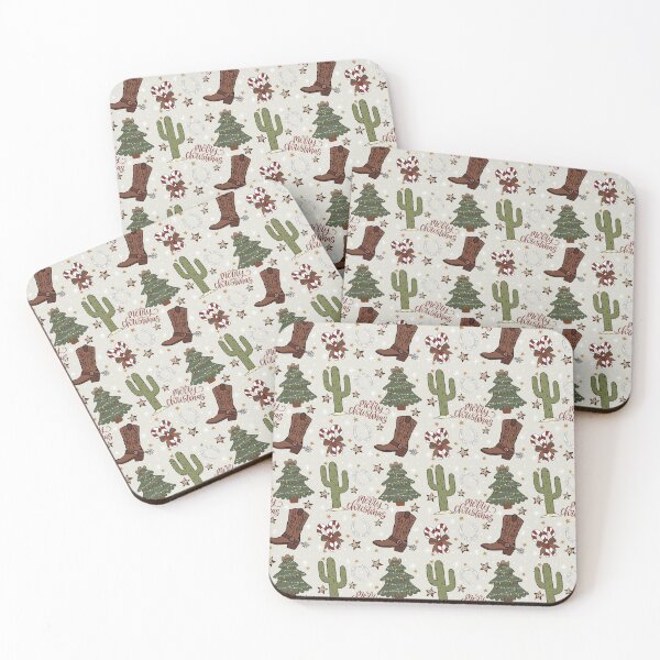 Item preview, Cowboy Christmas Cowboy Boots Christmas Tree Cactus Pattern designed and sold by ArtMeetsPizza.