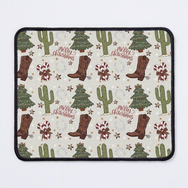 Item preview, Cowboy Christmas Cowboy Boots Christmas Tree Cactus Pattern designed and sold by ArtMeetsPizza.