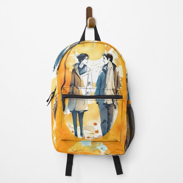 Item preview, romantic stroll in the forest framed in an orange-yellow oval designed and sold by Creativesphotos.