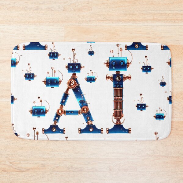 Item preview, The inscription "AI" on a white background - mechanical, robotic, copper, blue. designed and sold by My-fake-places.