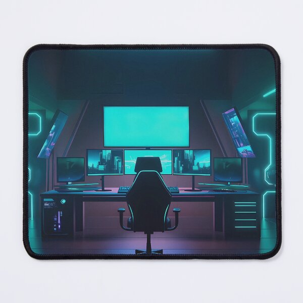 Item preview, Teal Blue Futuristic/Cyberpunk Game Room designed and sold by BadLuckByDesign.