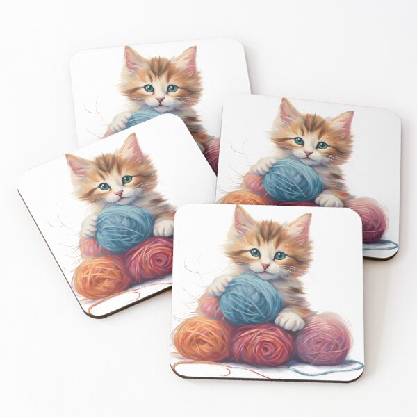 Item preview, Kitten and yarn rolls designed and sold by Vibes-vintage.