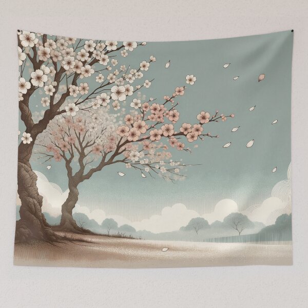 Item preview, Cherry Blossom Magic Beneath Clouded Skies designed and sold by PictorialWhimsy.