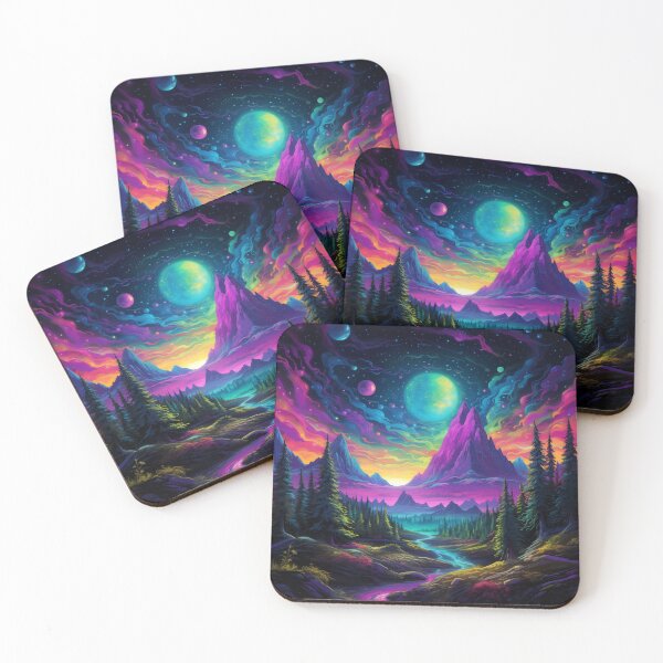Item preview, Blacklight Style Fluorescent Mountains Planets and Skies designed and sold by Matt's Artificial Nature.