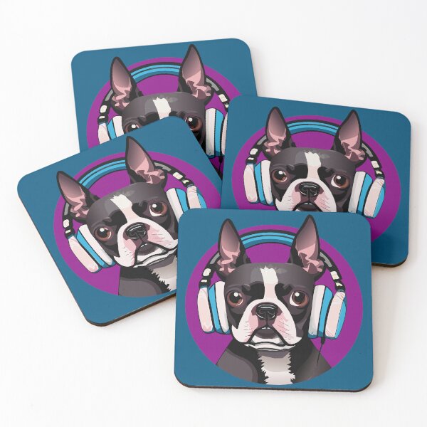Item preview, Boston Terrier Wearing Headphones designed and sold by hellomalcolm.