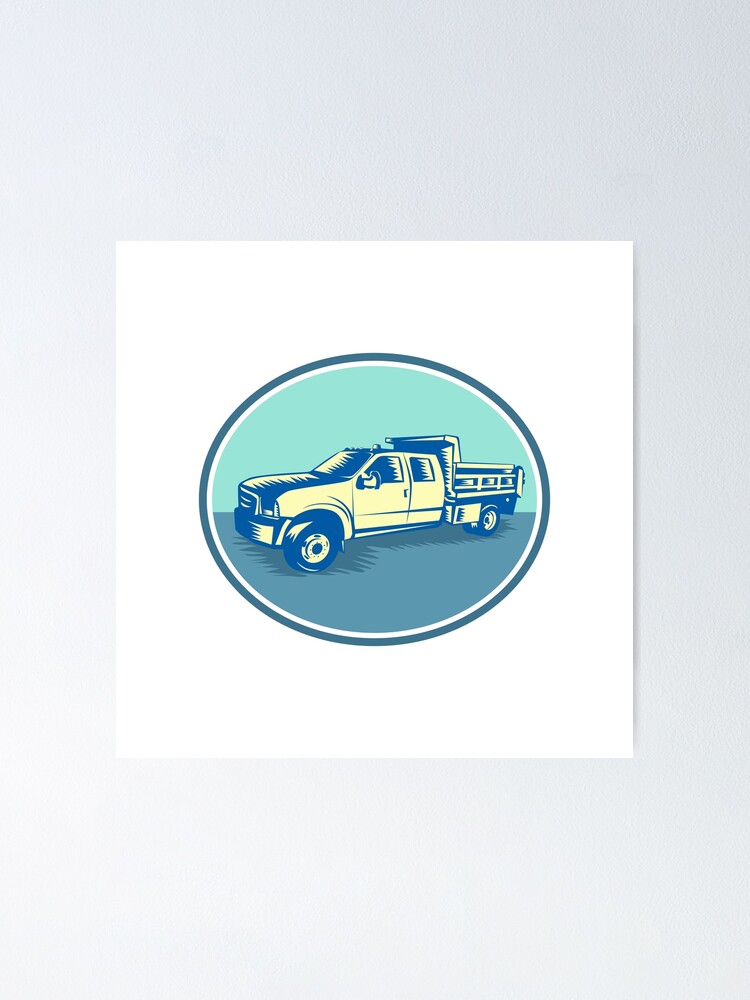 tipper-pick-up-truck-oval-woodcut-poster-for-sale-by-patrimonio