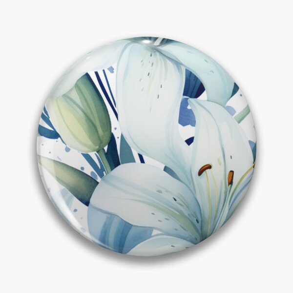 Item preview, Beautiful Lily Flowers Foral white Blue Watercolor Pattern designed and sold by SimplyMerely.