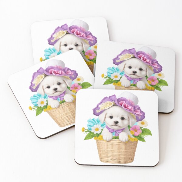 Item preview, A beautiful clipart of a floral puppy in basket.  designed and sold by Vegasstickers.