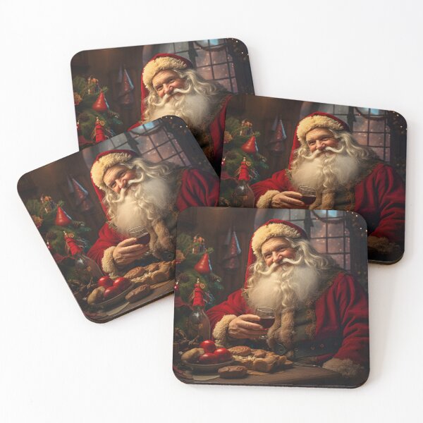 Item preview, Jolly Santa Claus Savoring a Glass of Wine – Heartwarming Christmas Portrait designed and sold by soulofalion.