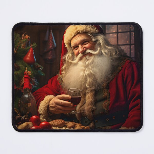 Item preview, Jolly Santa Claus Savoring a Glass of Wine – Heartwarming Christmas Portrait designed and sold by soulofalion.