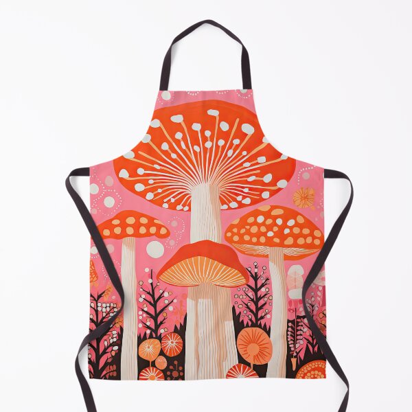Item preview, Orange Dotted Mushrooms Cottagecore Trippy Art Print designed and sold by GulDesignCo.