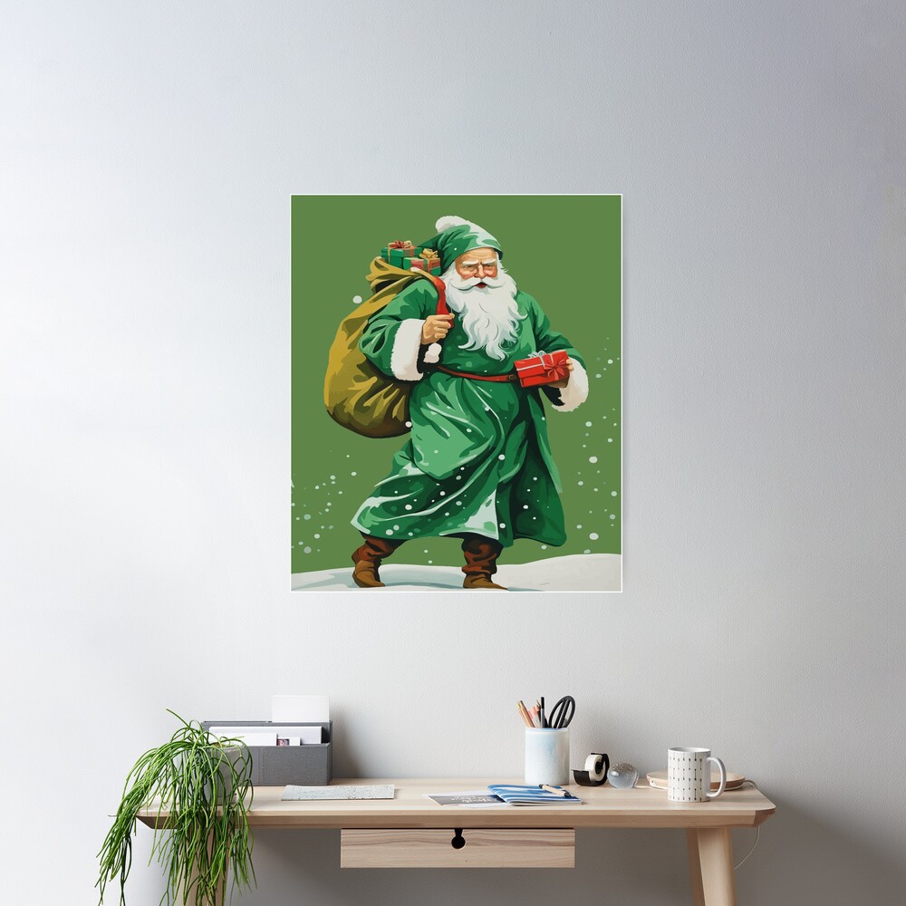 Victorian Father Christmas Wearing Retro Green Robe Cut Out" Poster for  Sale by taiche | Redbubble