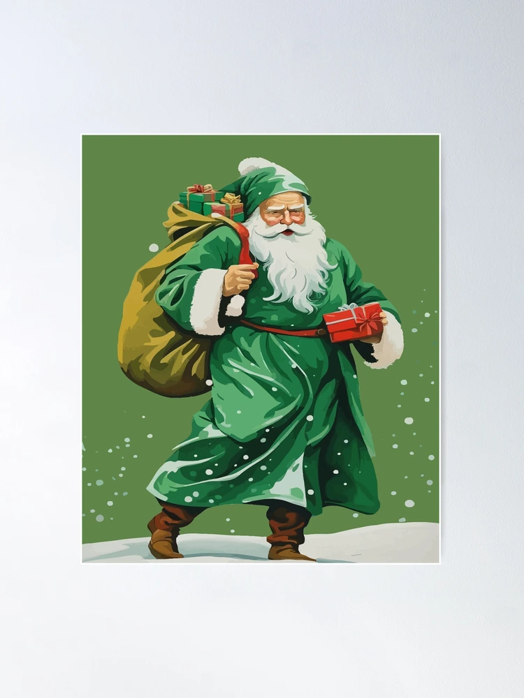 father christmas dressed in green 