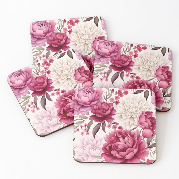 Item preview, Watercolor Cranberry Peonies Pattern  designed and sold by peachculture.