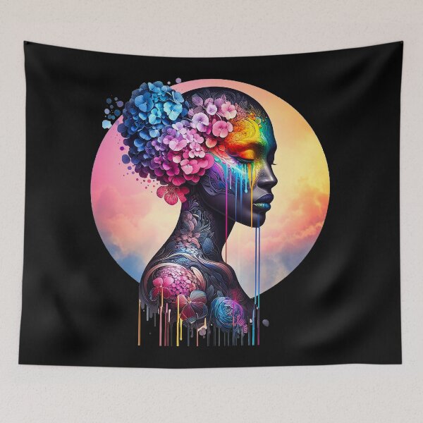 Item preview, crying woman and hydrangea flowers designed and sold by NEUMANN ArtWear Boutique.