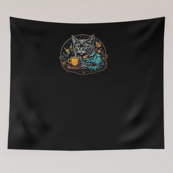 Item preview, Vintage Cute Black Cat Drink Coffee designed and sold by Desfix.