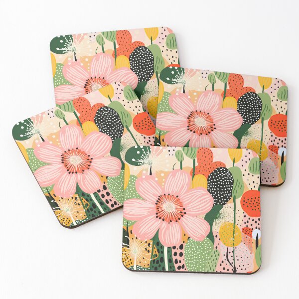 Item preview, Colorful Flowers Botanical Mural Abstract Art Illustration designed and sold by GulDesignCo.