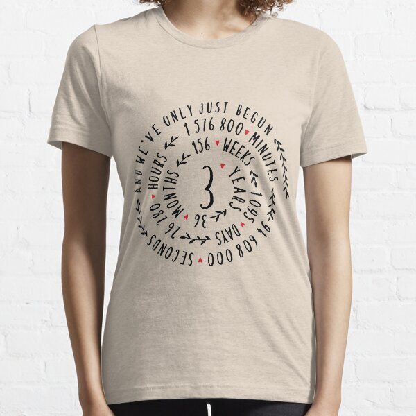3 Years Wedding Anniversary Clothing, Phone Cases And Other Gifts Essential T-Shirt