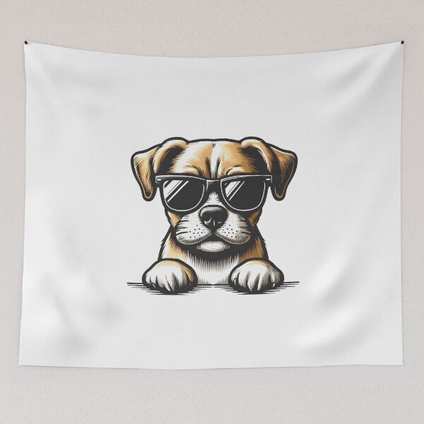 Item preview, funny dog wearing glasses designed and sold by ArisaHong.