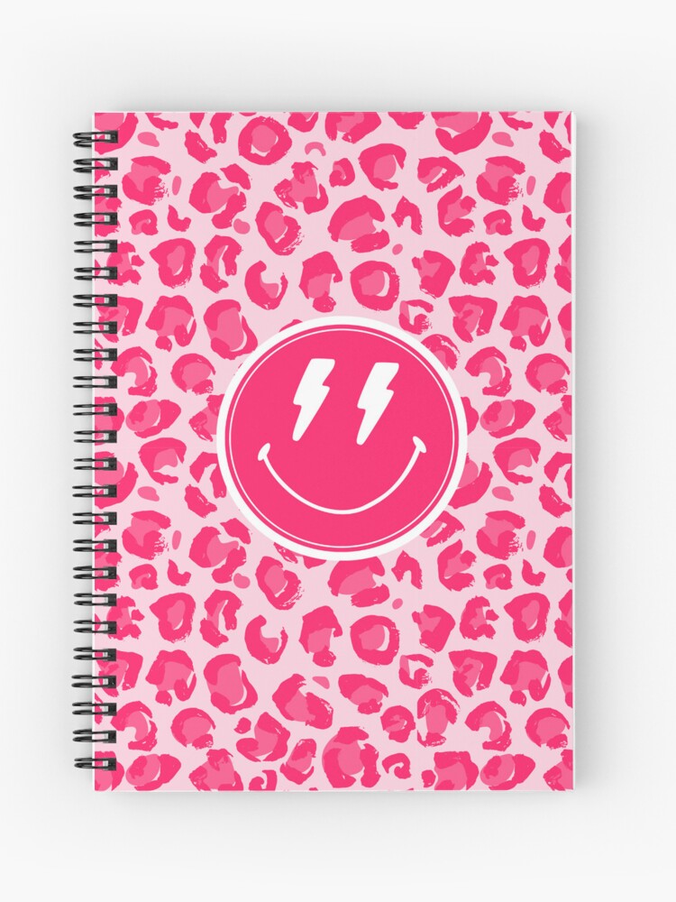 Preppy School Supplies, Preppy, Aesthetic, Pink, Leopard Print, Smile,  Preppy | Spiral Notebook