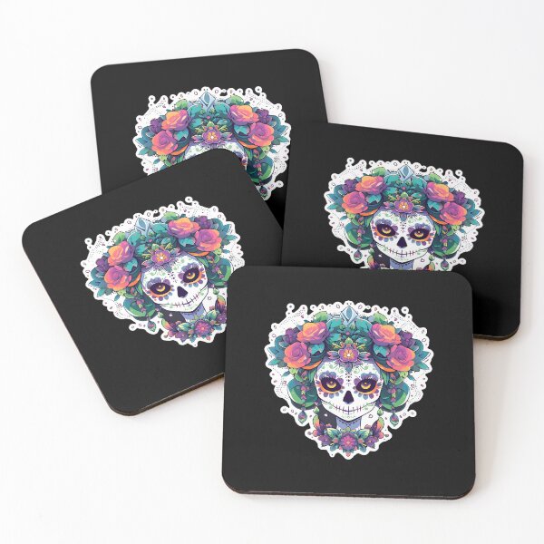 Item preview, Dia De Los Muertos Day of the Dead Mask Sticker Design by Zeesdesign on Redbubble designed and sold by ZEESDESIGN.