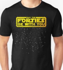 May The Forties Be With You Vintage 40th Birthday Distressed Star Illustration Slim Fit T-Shirt
