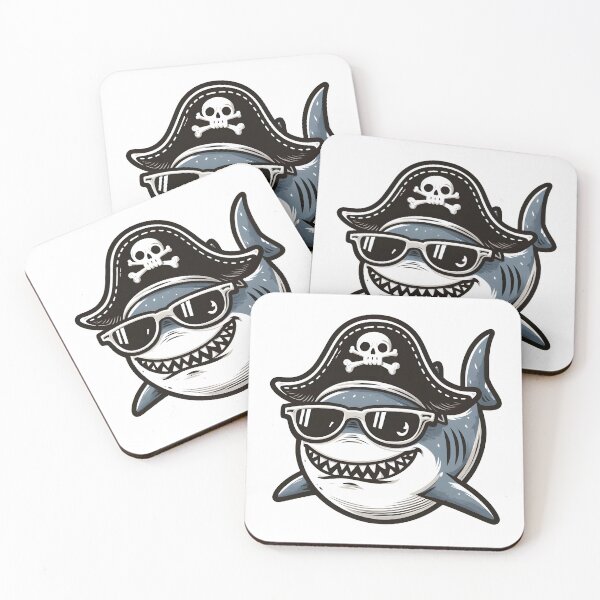 Item preview, Funny Shark wearing a pirate hat designed and sold by ArisaHong.