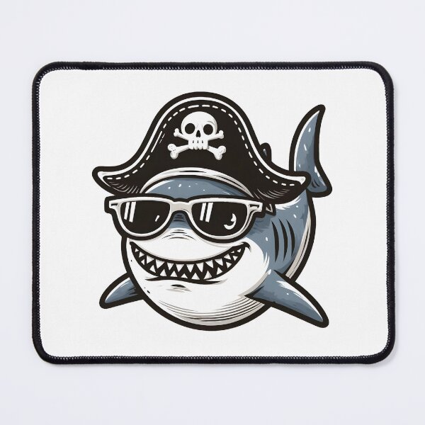 Item preview, Funny Shark wearing a pirate hat designed and sold by ArisaHong.