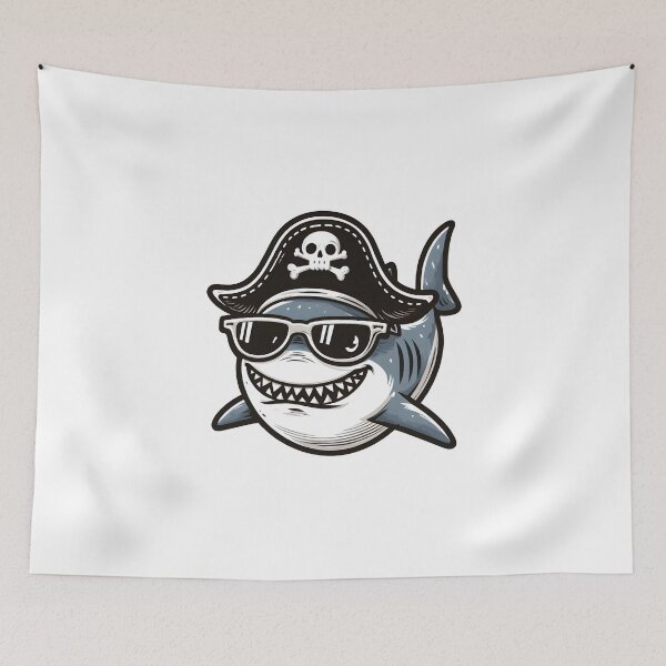 Item preview, Funny Shark wearing a pirate hat designed and sold by ArisaHong.