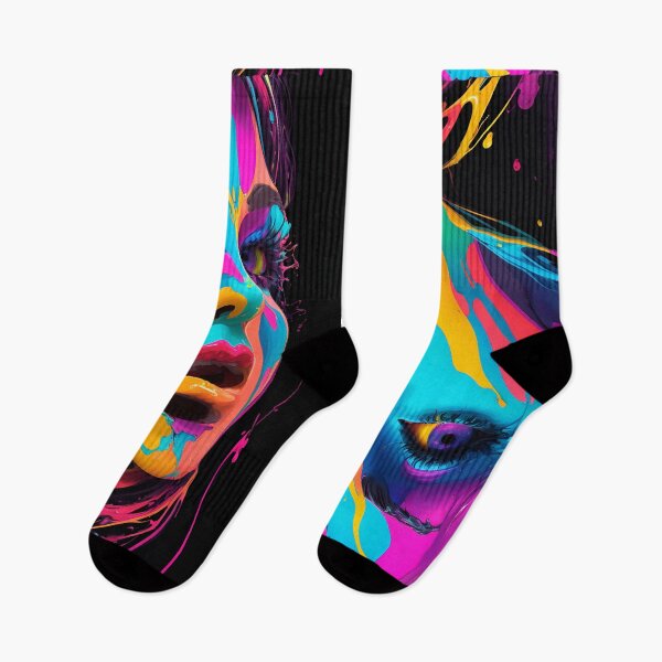 Item preview, Cute inverted woman face in multicolor neon street urban style designed and sold by Carlos Gudino.