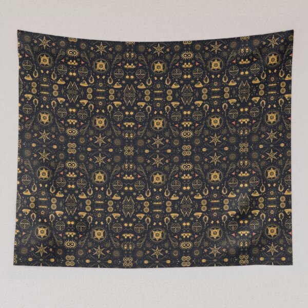 Item preview, Magical Symbols gold on Black designed and sold by NuttyCottage.
