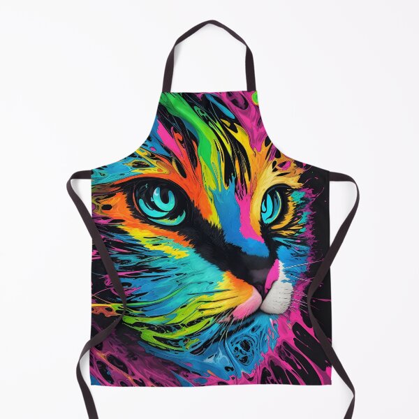 Item preview, Freaky cat futuristic oil painting in multicolor neon colors urban style designed and sold by Carlos Gudino.