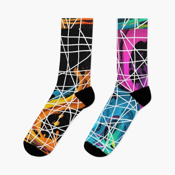Item preview, Freak geometric design white lines over multicolor neon street urban style designed and sold by Carlos Gudino.