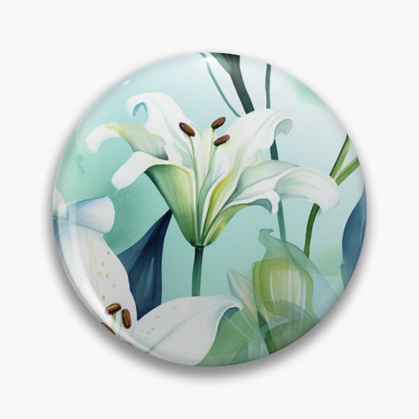 Item preview, Beautiful Lily Flowers Foral Green Blue Watercolor Pattern designed and sold by toyotaDESIGNE.