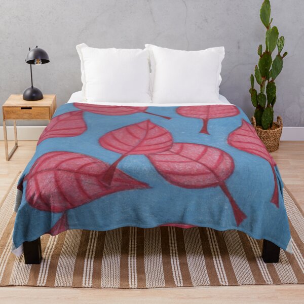 Item preview, Pink leaves on a blue background designed and sold by Artbysarah23.