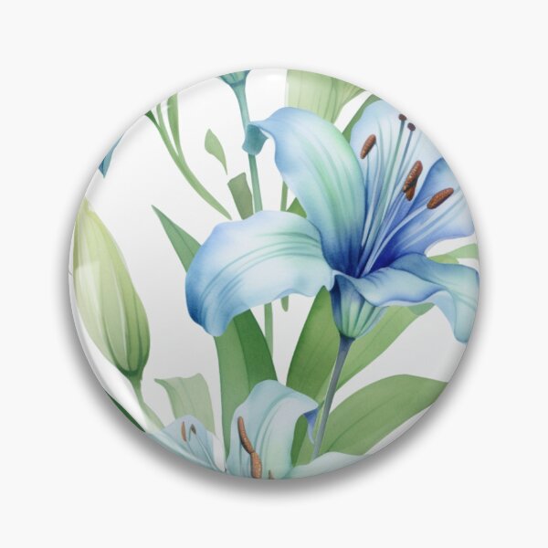 Item preview, Beautiful Lily Flowers Foral Green Blue Watercolor Pattern designed and sold by toyotaDESIGNE.