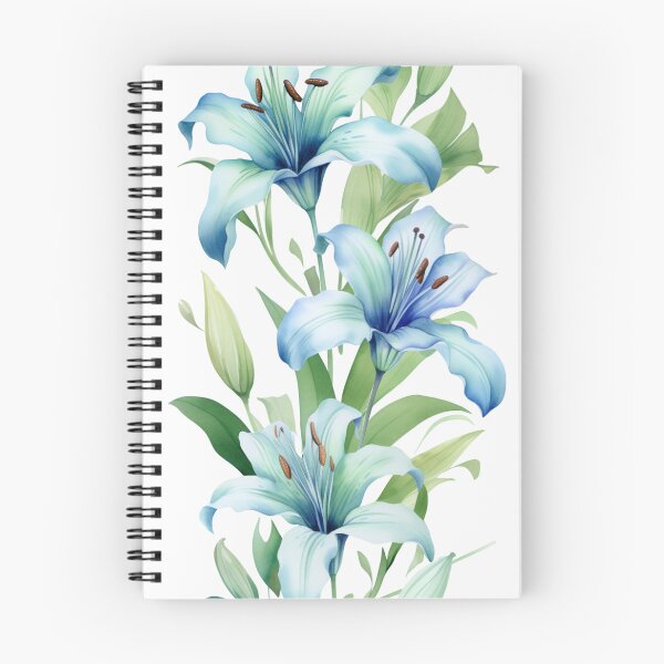 Item preview, Beautiful Lily Flowers Foral Green Blue Watercolor Pattern designed and sold by toyotaDESIGNE.