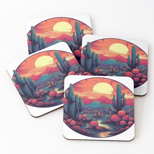 Item preview, Harmony of Cactus and River at Sunset designed and sold by shop-khalifa.